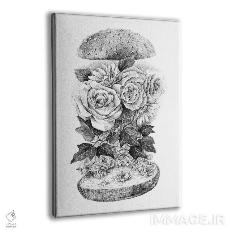 تابلو دکوراتیو برگر گل اثر مایک کوبو - نمای پرسپکتیو محصول