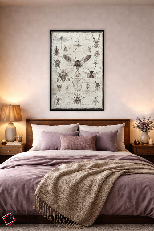 تابلو دکوراتیو حشرات سیاه وسفید اثر مایک کوبو - D4B