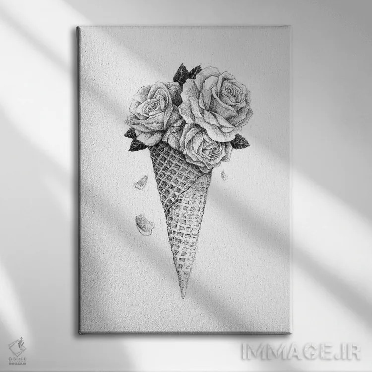 تابلو دکوراتیو گل یخ اثر مایک کوبو - نمای روبهرو روی دیوار