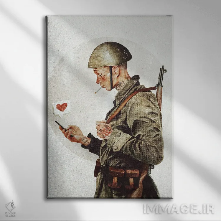 تابلو دکوراتیو آماده جنگ نیستم اثر مایک کوبو - نمای روبهرو روی دیوار