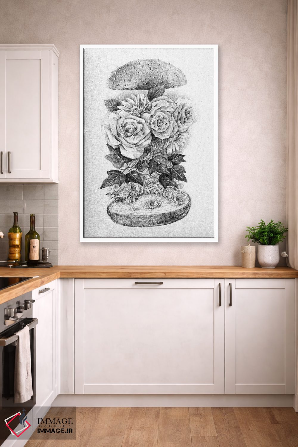 تابلو دکوراتیو برگر گل اثر مایک کوبو - D3W