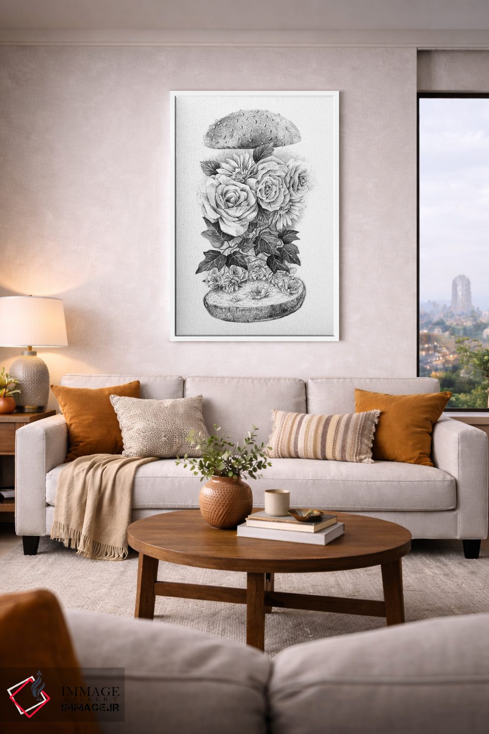 تابلو دکوراتیو برگر گل اثر مایک کوبو - D4W