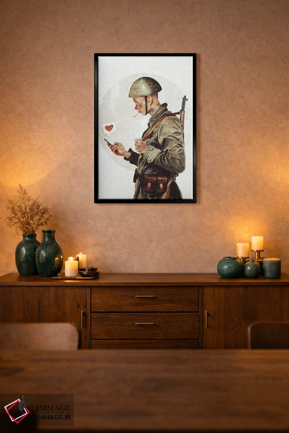 تابلو دکوراتیو آماده جنگ نیستم اثر مایک کوبو - D2B