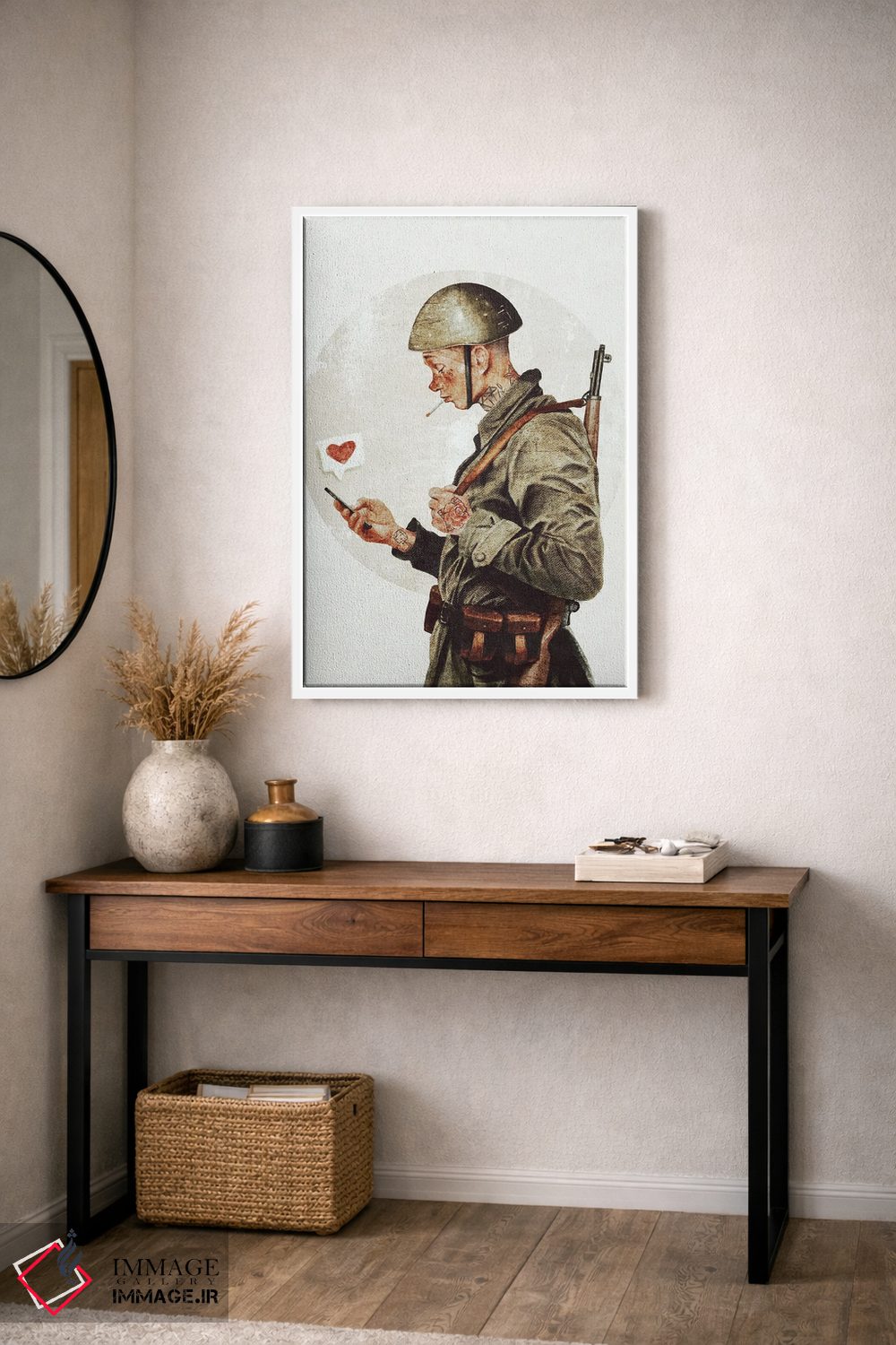 تابلو دکوراتیو آماده جنگ نیستم اثر مایک کوبو - D4W