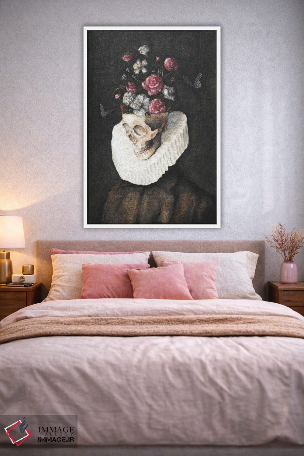 تابلو دکوراتیو جمجمه گل ها اثر مایک کوبو - D1W