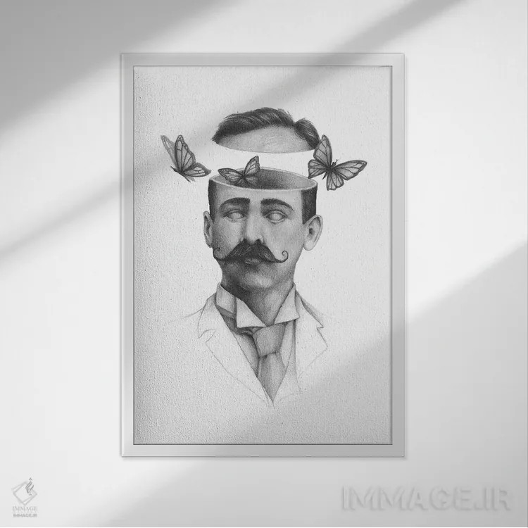 تابلو دکوراتیو سردرگمی ۲ اثر مایک کوبو - نمای قابدار سفید