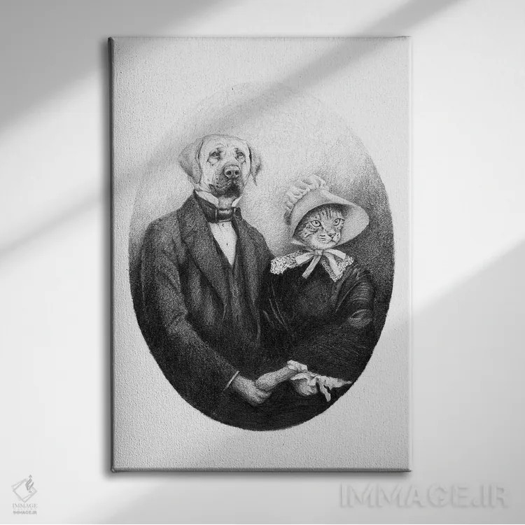 تابلو دکوراتیو "زوج ابدی" اثر مایک کوبو - نمای روبهرو روی دیوار