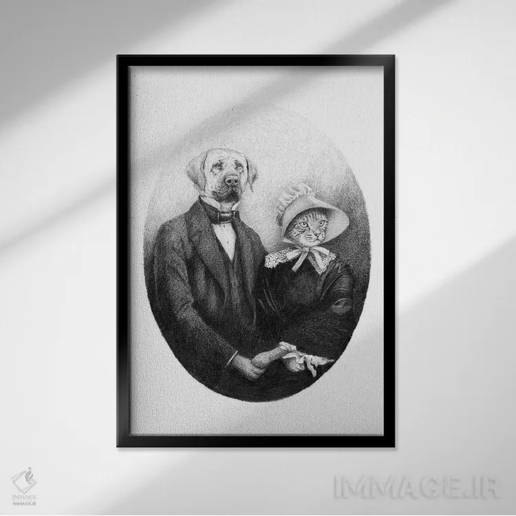 تابلو دکوراتیو "زوج ابدی" اثر مایک کوبو - نمای قابدار مشکی