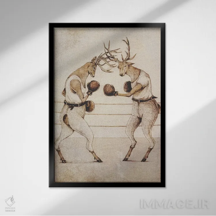 تابلو دکوراتیو "بوکس وحشی" اثر مایک کوبو - نمای قابدار مشکی