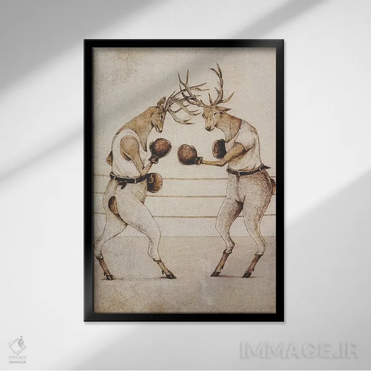 تابلو دکوراتیو "بوکس وحشی" اثر مایک کوبو - نمای قابدار مشکی