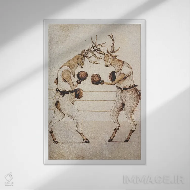 تابلو دکوراتیو "بوکس وحشی" اثر مایک کوبو - نمای قابدار سفید