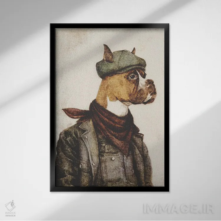 تابلو دکوراتیو "کسی که سخت کار می کند" اثر مایک کوبو - نمای قابدار مشکی