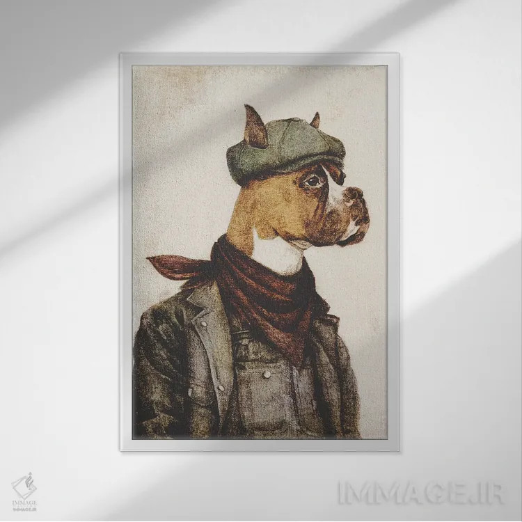 تابلو دکوراتیو "کسی که سخت کار می کند" اثر مایک کوبو - نمای قابدار سفید