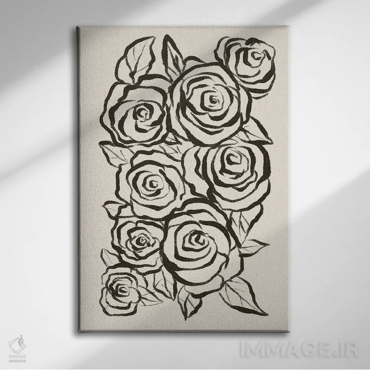 تابلو مینیمال "رزها" اثر مایک کوبو - نمای روبهرو روی دیوار