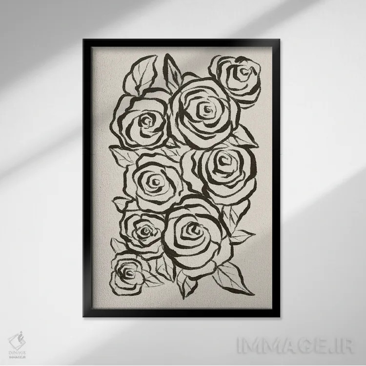 تابلو مینیمال "رزها" اثر مایک کوبو - نمای قابدار مشکی