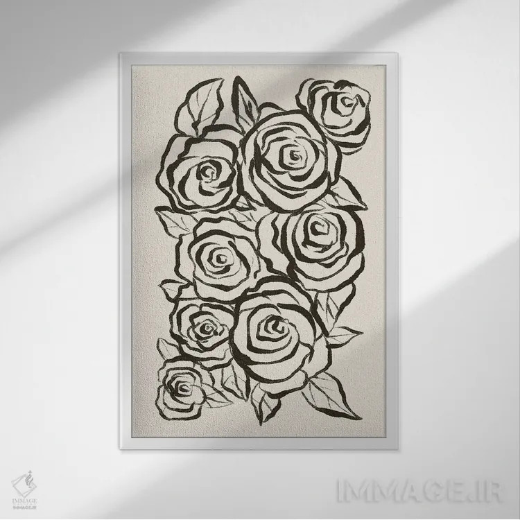 تابلو مینیمال "رزها" اثر مایک کوبو - نمای قابدار سفید