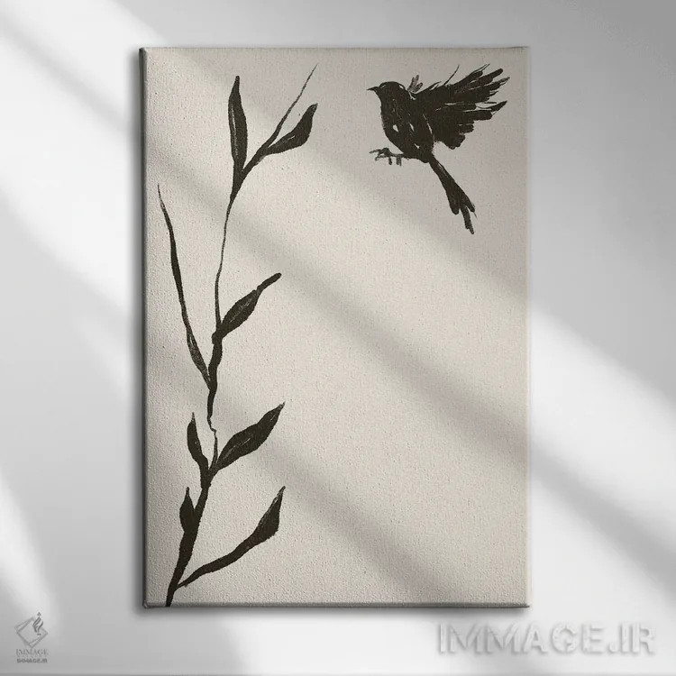 تابلو مینیمال "پرنده" اثر مایک کوبو - نمای روبهرو روی دیوار