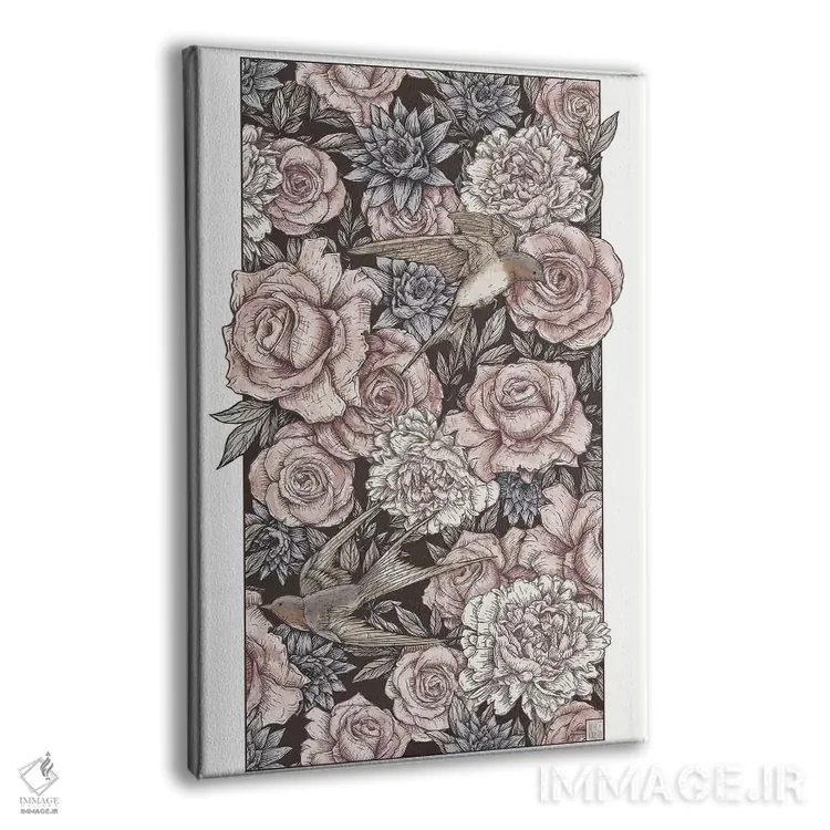 تابلو دکوراتیو "گل ها و پرستوها" اثر مایک کوبو - نمای پرسپکتیو محصول