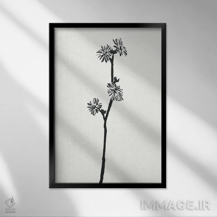 تابلو مینیمال "گل" اثر مایک کوبو - نمای قابدار مشکی