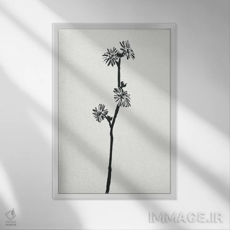 تابلو مینیمال "گل" اثر مایک کوبو - نمای قابدار سفید