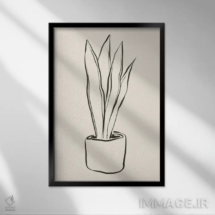 تابلو مینیمال "گلدان" اثر مایک کوبو - نمای قابدار مشکی