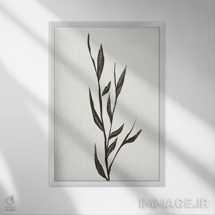 تابلو مینیمال "گیاه" اثر مایک کوبو - نمای قابدار سفید
