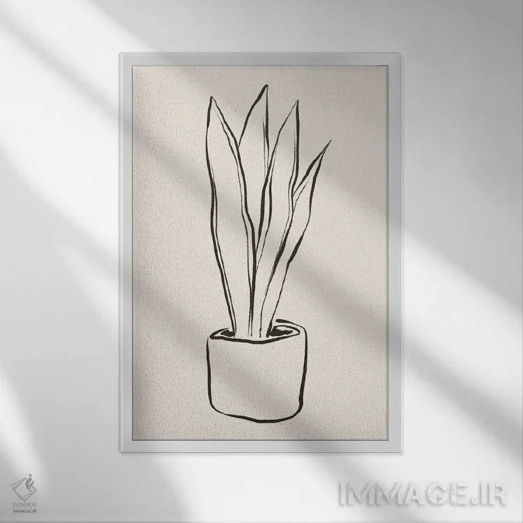 تابلو مینیمال "گلدان" اثر مایک کوبو - نمای قابدار سفید