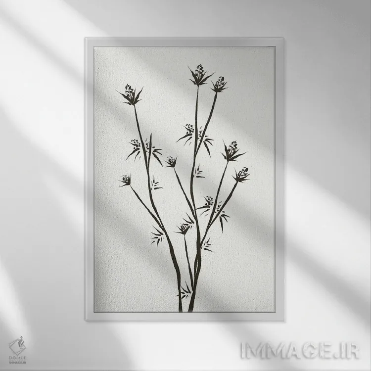 تابلو مینیمال "گل ها ۲" اثر مایک کوبو - نمای قابدار سفید