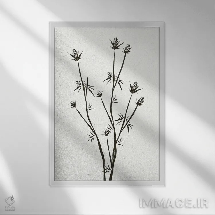 تابلو مینیمال "گل ها ۲" اثر مایک کوبو - نمای قابدار سفید