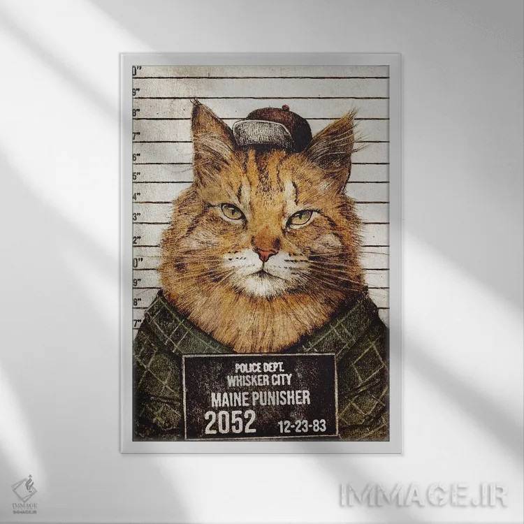 تابلو دکوراتیو "مجازات کننده مین" اثر مایک کوبو - نمای قابدار سفید