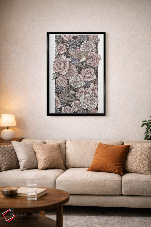 تابلو دکوراتیو "گل ها و پرستوها" اثر مایک کوبو - D3B