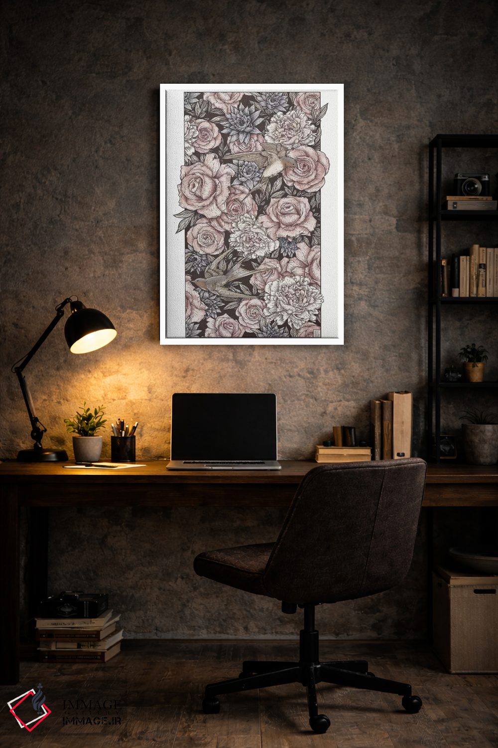 تابلو دکوراتیو "گل ها و پرستوها" اثر مایک کوبو - D6W