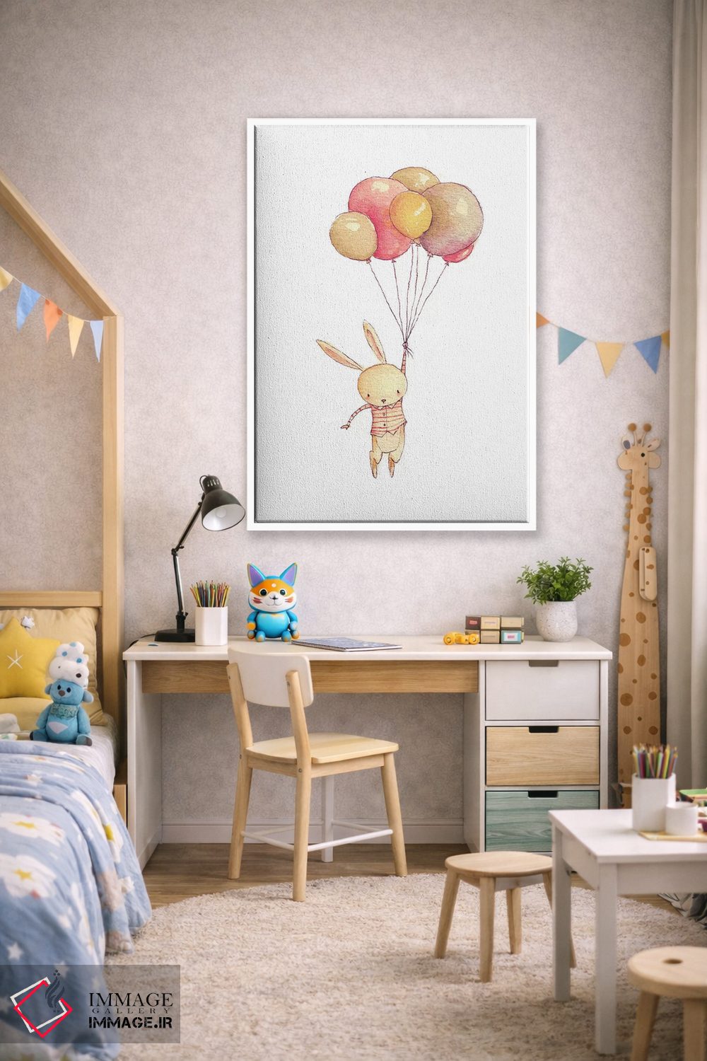تابلو دکوراتیو "خرگوش پرنده" اثر مایک کوبو - D1W