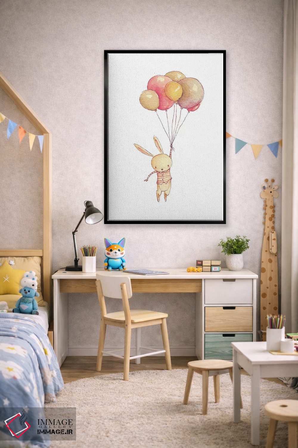 تابلو دکوراتیو "خرگوش پرنده" اثر مایک کوبو - D2B