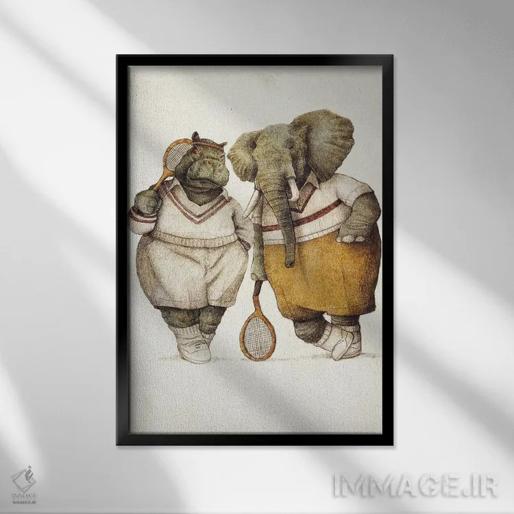 تابلو دکوراتیو "جنتلمن های دادگاه" اثر مایک کوبو - نمای قابدار مشکی