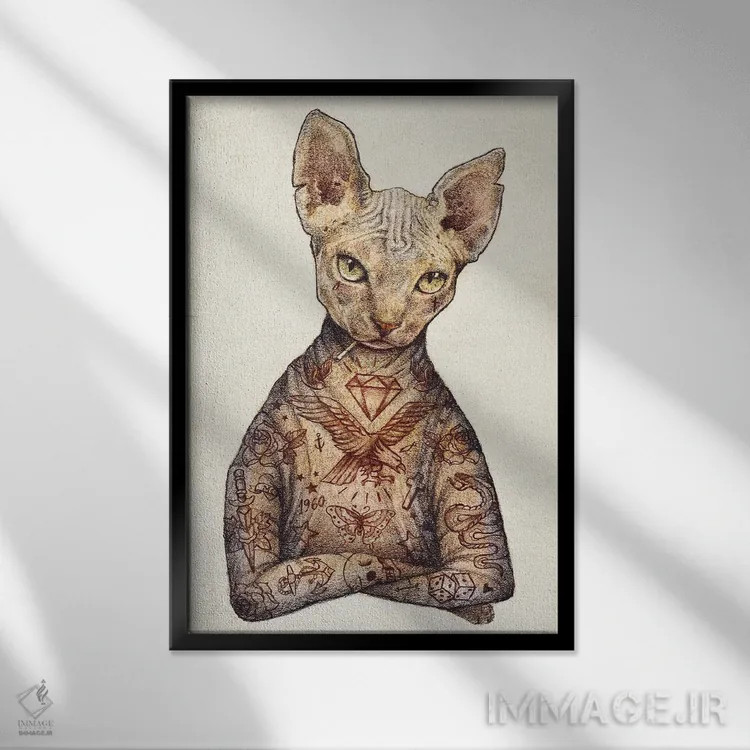 تابلو دکوراتیو "اسفنکس" اثر مایک کوبو - نمای قابدار مشکی