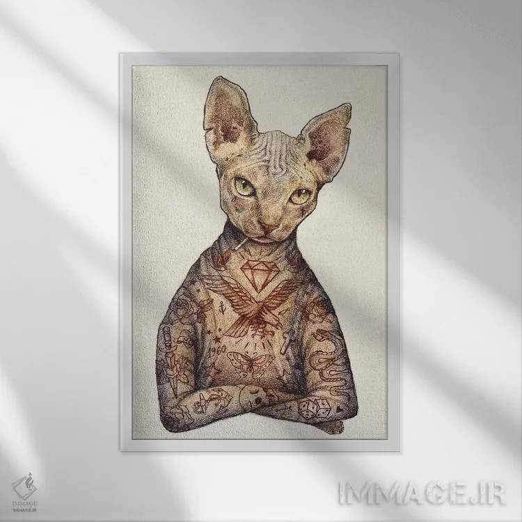 تابلو دکوراتیو "اسفنکس" اثر مایک کوبو - نمای قابدار سفید