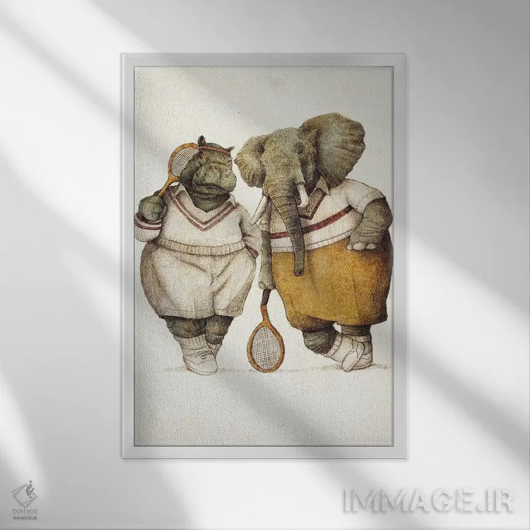 تابلو دکوراتیو "جنتلمن های دادگاه" اثر مایک کوبو - نمای قابدار سفید