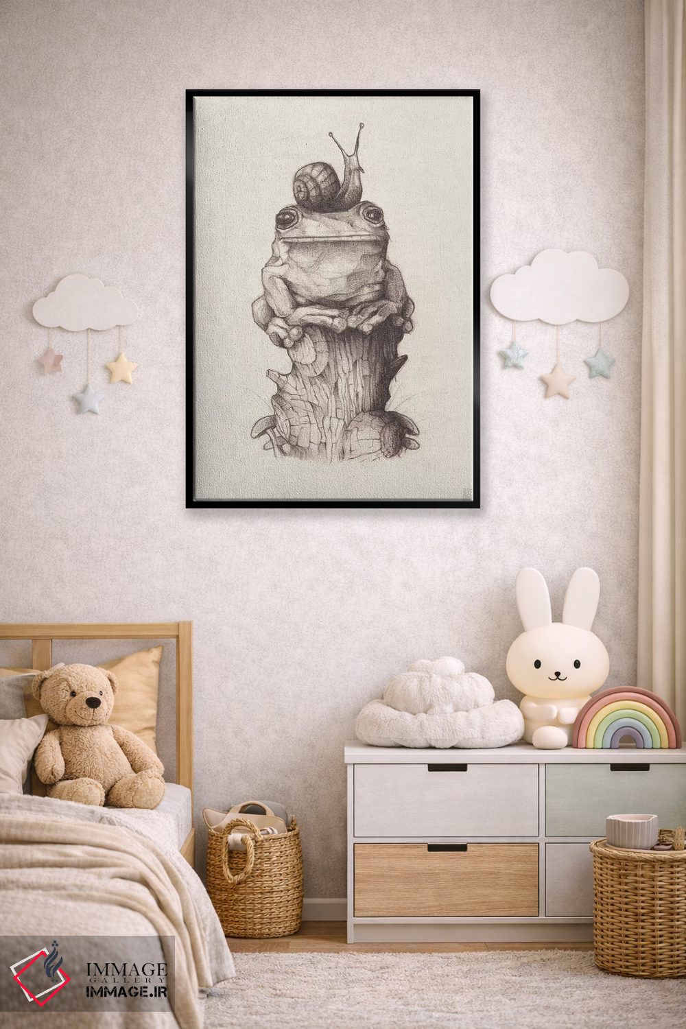 تابلو دکوراتیو "قورباغه و حلزون ۱" اثر مایک کوبو - D5B