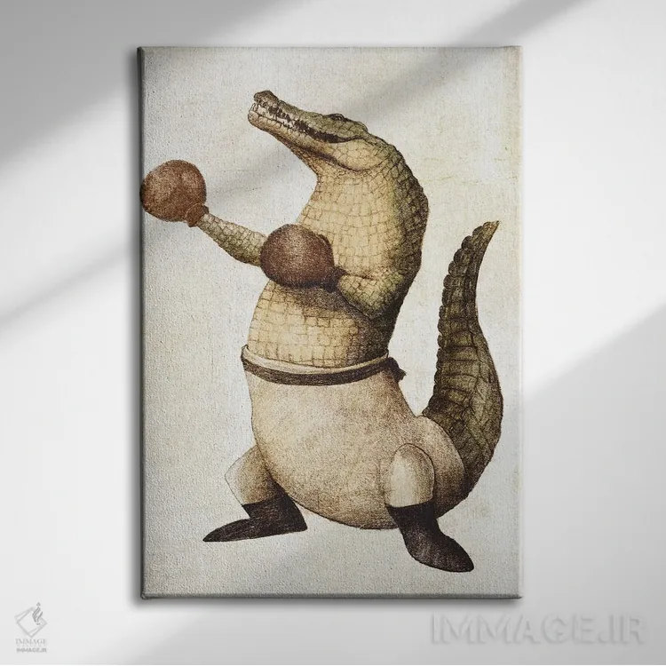 تابلو دکوراتیو "شکارچی مشت زن" اثر مایک کوبو - نمای روبهرو روی دیوار