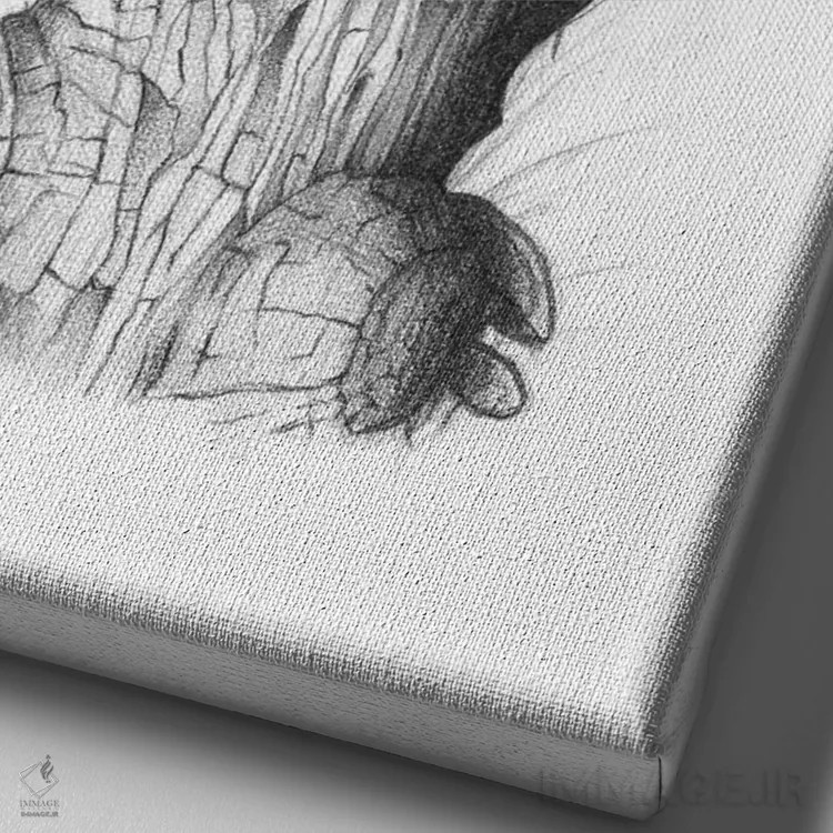 تابلو دکوراتیو "قورباغه و حلزون ۲" اثر مایک کوبو - نمای نزدیک بافت بوم