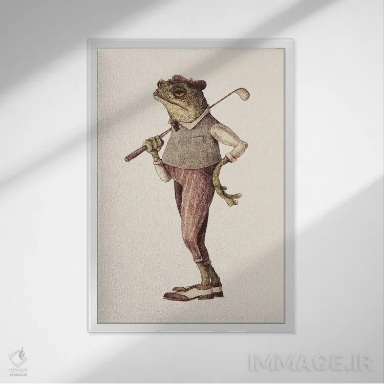 تابلو دکوراتیو "تاب قورباغه" اثر مایک کوبو - نمای قابدار سفید