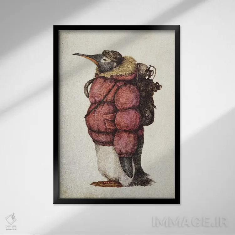 تابلو دکوراتیو "کاوشگر قطب شمال قرمز" اثر مایک کوبو - نمای قابدار مشکی