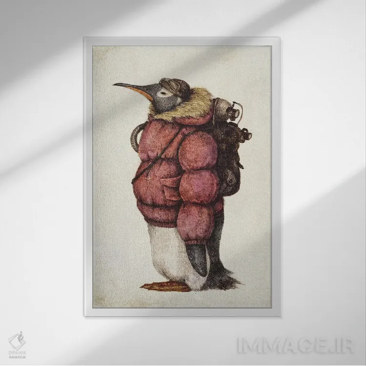 تابلو دکوراتیو "کاوشگر قطب شمال قرمز" اثر مایک کوبو - نمای قابدار سفید