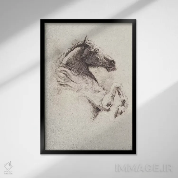 تابلو دکوراتیو "اسب ۱" اثر مایک کوبو - نمای قابدار مشکی