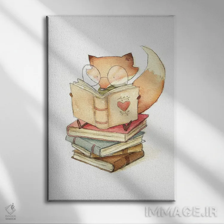 تابلو دکوراتیو "عاشق کتاب" اثر مایک کوبو - نمای روبهرو روی دیوار