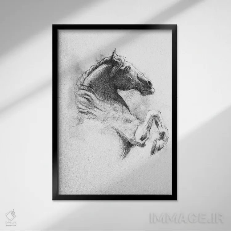 تابلو دکوراتیو "اسب ۴" اثر مایک کوبو - نمای قابدار مشکی