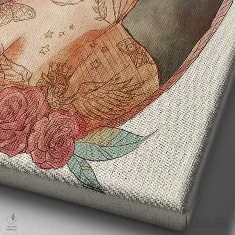 تابلو دکوراتیو "خانم" اثر مایک کوبو - نمای نزدیک بافت بوم