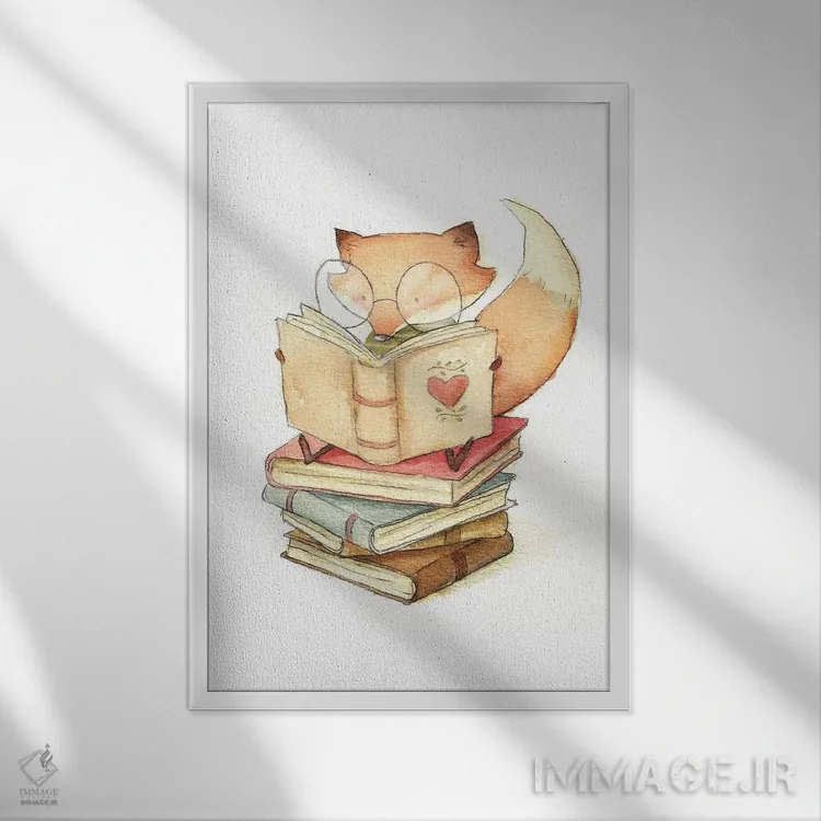 تابلو دکوراتیو "عاشق کتاب" اثر مایک کوبو - نمای قابدار سفید