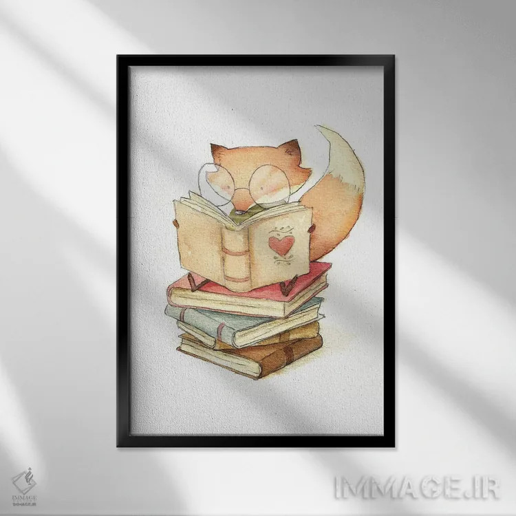 تابلو دکوراتیو "عاشق کتاب" اثر مایک کوبو - نمای قابدار مشکی